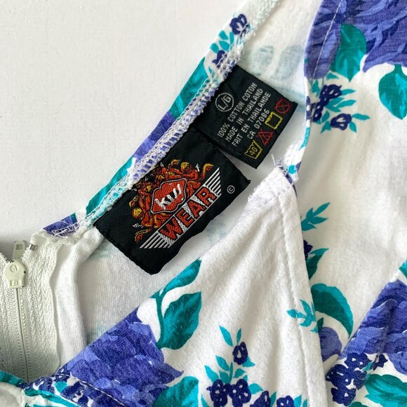 Vintage 90s Mini Floral V Neck Dress Lolita Fit Flare Cottagecore Coastal Boho - Picture 11 of 13